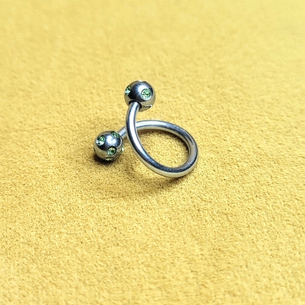 Green Gem 14 Gauge Helix Twist Ear Piercing Jewelry